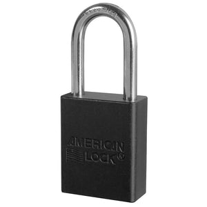 Solid Aluminum Padlock, 1/4 in dia, 1-1/2 in L x 3/4 in W, Black