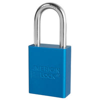 Blue Anodized Aluminum Safety Padlock, 1-1/2in (38mm) Wide with 1-1/2in (38mm) Tall Shackle