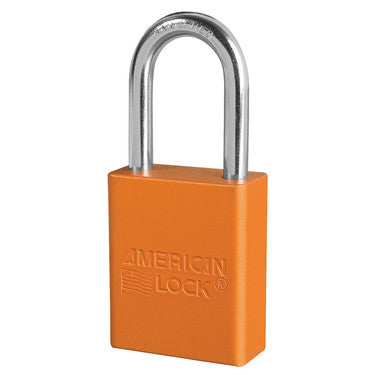 Orange Anodized Aluminum Safety Padlock, 1-1/2in (38mm) Wide with 1-1/2in (38mm) Tall Shackle