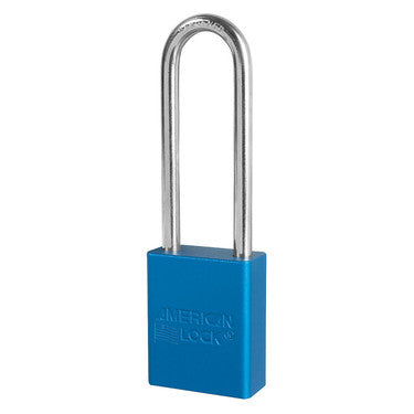 Blue Anodized Aluminum Safety Padlock, 1-1/2in (38mm) Wide with 3in (76mm) Tall Shackle