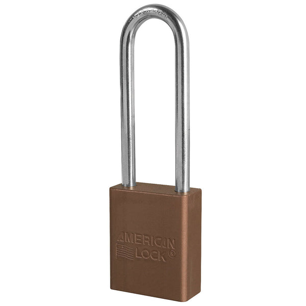 Brown Anodized Aluminum Safety Padlock, 1-1/2in (38mm) Wide with 3in (76mm) Tall Shackle