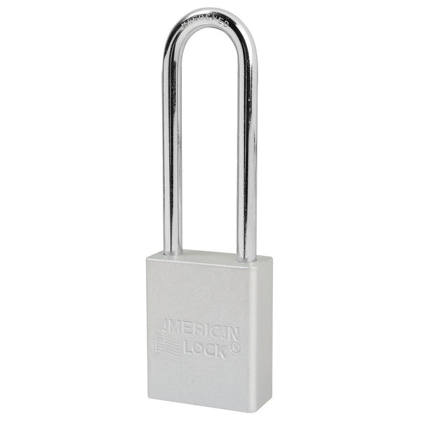 Clear Anodized Aluminum Safety Padlock, 1-1/2in (38mm) Wide with 3in (76mm) Tall Shackle