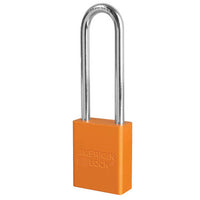 Orange Anodized Aluminum Safety Padlock, 1-1/2in (38mm) Wide with 3in (76mm) Tall Shackle