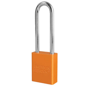 Orange Anodized Aluminum Safety Padlock, 1-1/2in (38mm) Wide with 3in (76mm) Tall Shackle