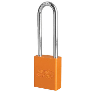 Orange Anodized Aluminum Safety Padlock, 1-1/2in (38mm) Wide with 3in (76mm) Tall Shackle