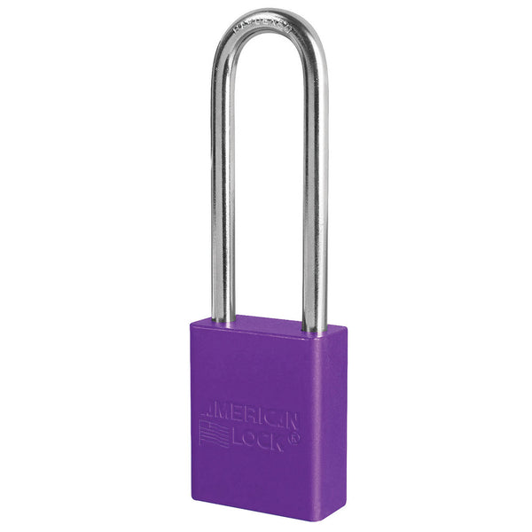 Purple Anodized Aluminum Safety Padlock, 1-1/2in (38mm) Wide with 3in (76mm) Tall Shackle