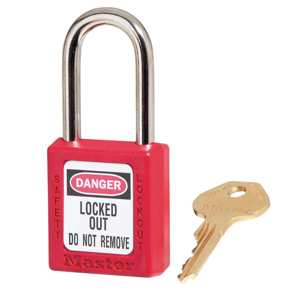 Zenex™ Thermoplastic Safety Lockout Padlock, 410, Red