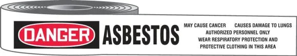 Osha Danger Plastic Barricade Tape: Asbestos - May Cause Cancer - Causes Damage To Lungs - Authorized Personnel Only (Ppe)