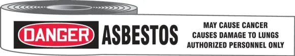 Osha Danger Plastic Barricade Tape: Asbestos - May Cause Cancer - Causes Damage To Lungs - Authorized Personnel Only