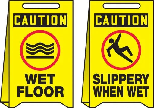 Osha Caution Reversible Fold-Ups® Floor Sign: Wet Floor - Slippery When Wet