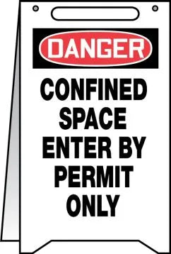 Osha Danger Fold-Ups® Floor Sign: Confined Space - Enter By Permit Only
