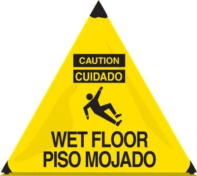 Bilingual Osha Caution Handy Cone Floor Signs: Wet Floor