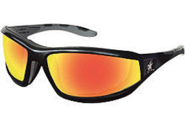Crews Reaper™ Black Safety Glasses With Red Mirror/Anti-Scratch/Indoor/Outdoor Lens | CRERP21R