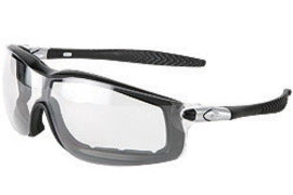 Crews Rattler™ Black Safety Glasses With Clear Anti-Fog/Anti-Scratch Lens | CRERT110AF