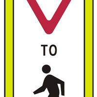 R1-6 - State Law Yield To Pedestrian Graphic Within Crosswalk Signs