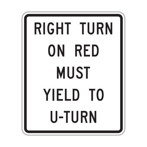 R10-30 - Right Turn On Red Must Yield To U-Turn Signs