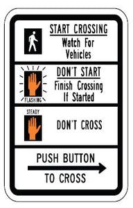 Push Button To Cross - 9x12 - .080 Aluminum