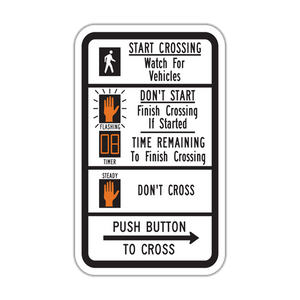 R10-3e - Push Button To Cross Street Signs