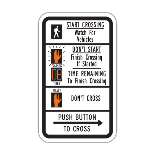 R10-3e - Push Button To Cross Street Signs