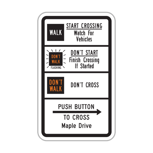 R10-3g - Push Button To Cross Street Signs