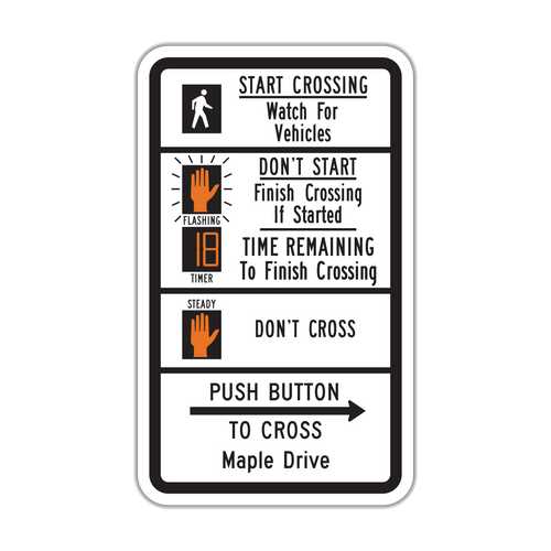 R10-3i - Push Button To Cross Street Signs