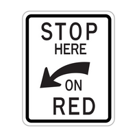 R10-6a - Stop Here On Red (Arrow) Signs