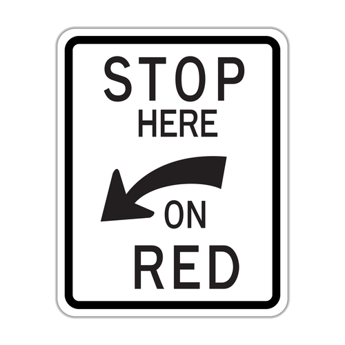 R10-6a - Stop Here On Red (Arrow) Signs