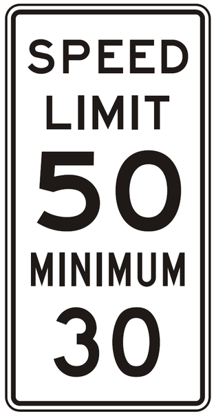 R2-4a - Speed Limit 50 Minimum 30 Signs