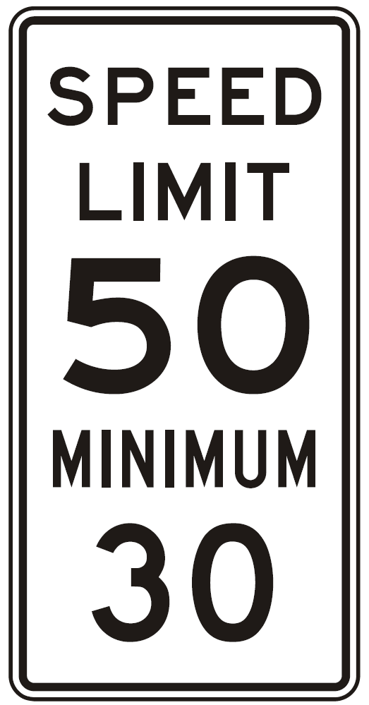 R2-4a - Speed Limit 50 Minimum 30 Signs