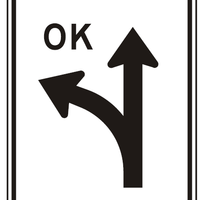 R3-6L-OK - Left/Straight Optional Lane (OK) Signs