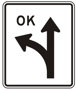 R3-6L-OK - Left/Straight Optional Lane (OK) Signs