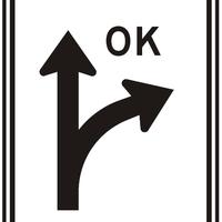R3-6R-OK - Right/Straight Optional Lane (OK) Signs