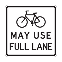 R4-11 - Bike Symbol May Use Full Lane Signs