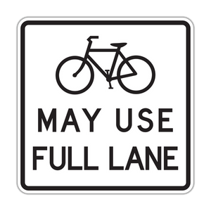 R4-11 - Bike Symbol May Use Full Lane Signs