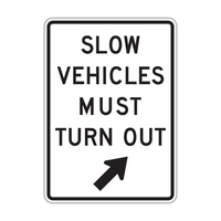R4-14 - Slow Vehicles Must Turn Out Upper Right Arrow Signs