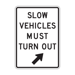 R4-14 - Slow Vehicles Must Turn Out Upper Right Arrow Signs