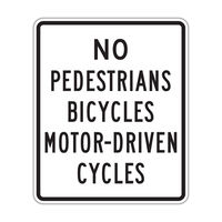 R5-10a - No Pedestrians Bicycles Motor-Driven Cycles Signs