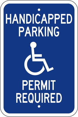 Handicapped Parking Permit Required Sign - R7-8c