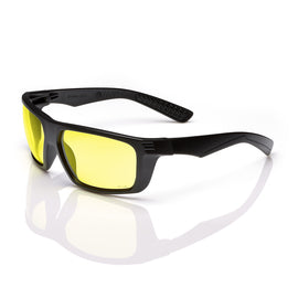 RADNOR™ Dynamo™ Black Safety Glasses With Amber Anti-Fog/Anti-Scratch Lens | RAD64051655