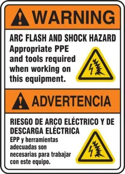 Arc Flash And Shock Hazard - Eng/Sp - 14x20 - Accu-Shield