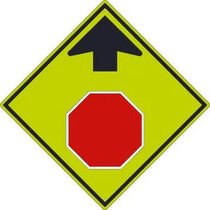 Graphic Stop Signs Ahead - 24 Inches x 24 Inches - HIP Reflective Aluminum