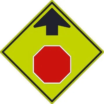 Graphic Stop Signs Ahead - 24 Inches x 24 Inches - HIP Reflective Aluminum