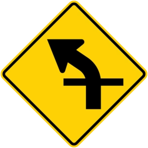 W1-10aL - Horizontal Alignment/IIntersection Left Signs