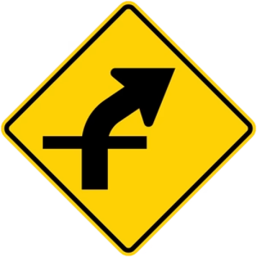 W1-10aR - Horizontal Alignment/IIntersection Right Signs