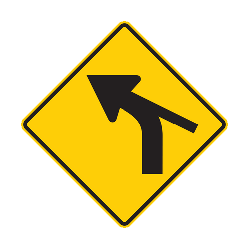 W1-10cL - Combination Horizontal Alignment (Curve) Skewed Side Road Left Signs