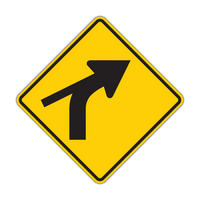 W1-10cR - Combination Horizontal Alignment (Curve) Skewed Side Road Right Signs