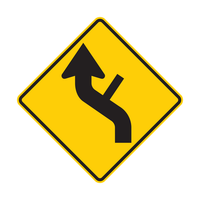 W1-10dL - Combination Horizontal Alignment (Curve) Side Road Left Signs