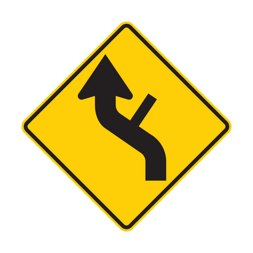 W1-10dL - Combination Horizontal Alignment (Curve) Side Road Left Signs