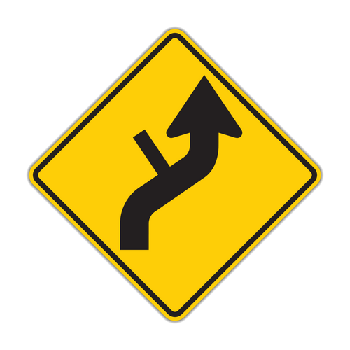 W1-10dR - Combination Horizontal Alignment (Curve) Side Road Right Signs