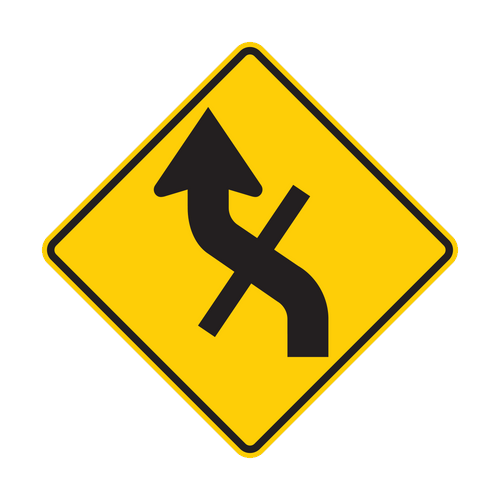 W1-10eL - Combination Horizontal Alignment (Reverse Curve) Cross Road Left Signs